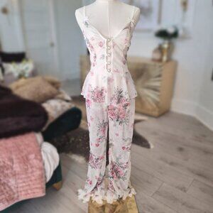 Sheer Floral & Lace Lingerie/Pajama Set